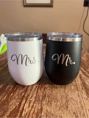 Mr. & Mrs. Insulated Stemless Tumblers - Black & White